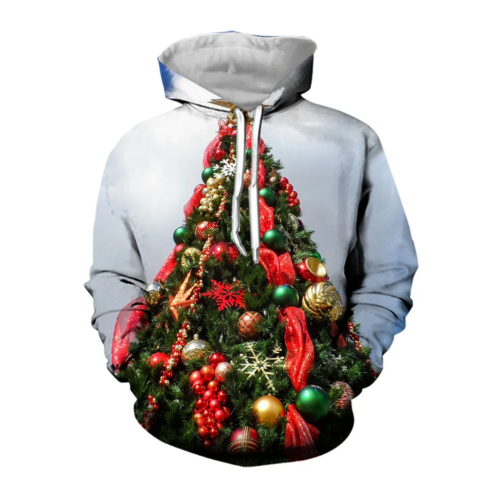 

Jumeast 3D Baggy Mens Hoodies Clothes With Christmas Tree Pattern Festival Clothing Fashion Oversized Hoodie Streetwear Pullover