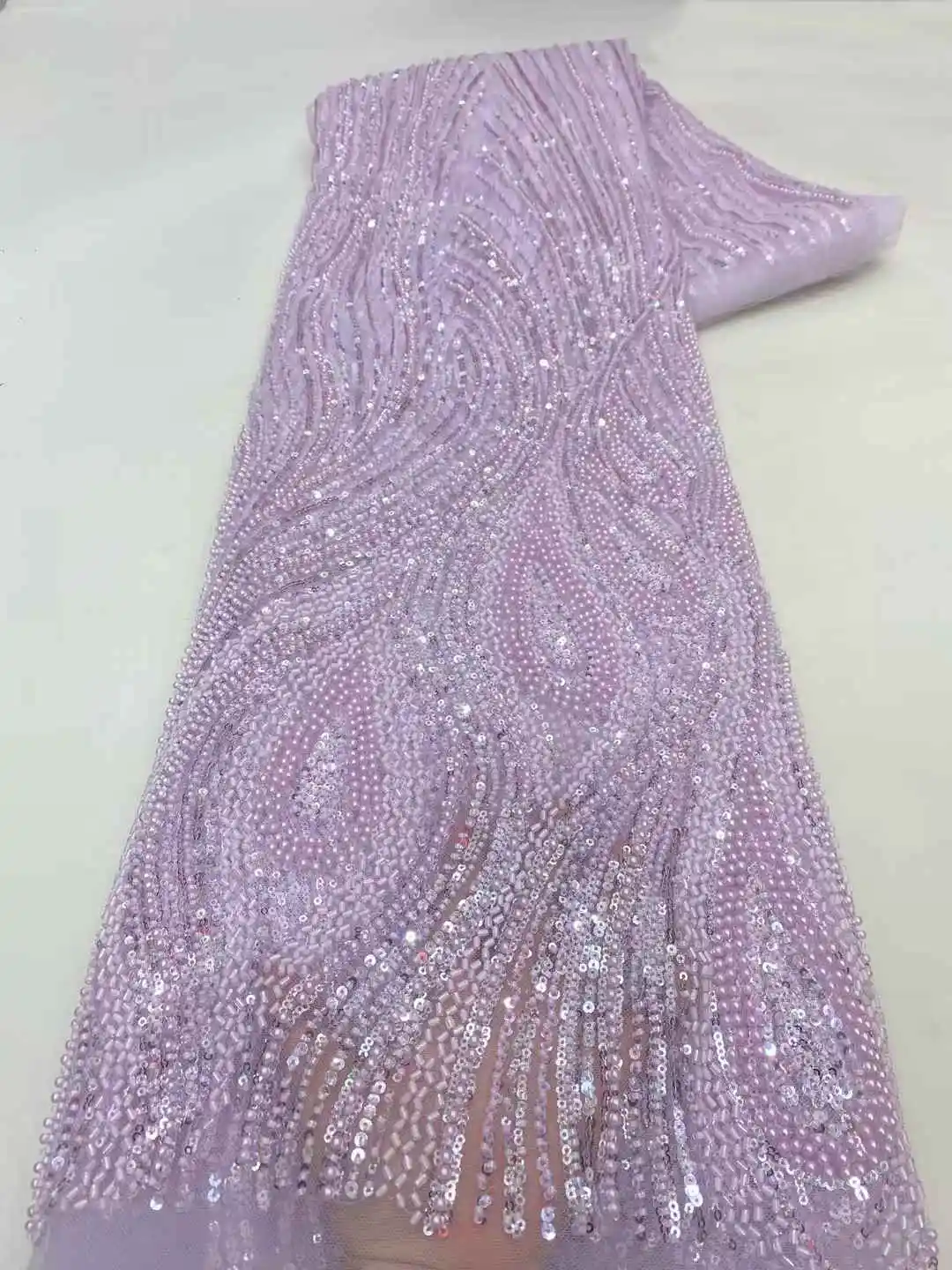 أحدث قماش شبكي دانتيل مطرز أفريقي 5 ياردات 2025 مواد زفاف نيجيرية عالية الجودة قماش خرز ترتر فاخر للخياطة