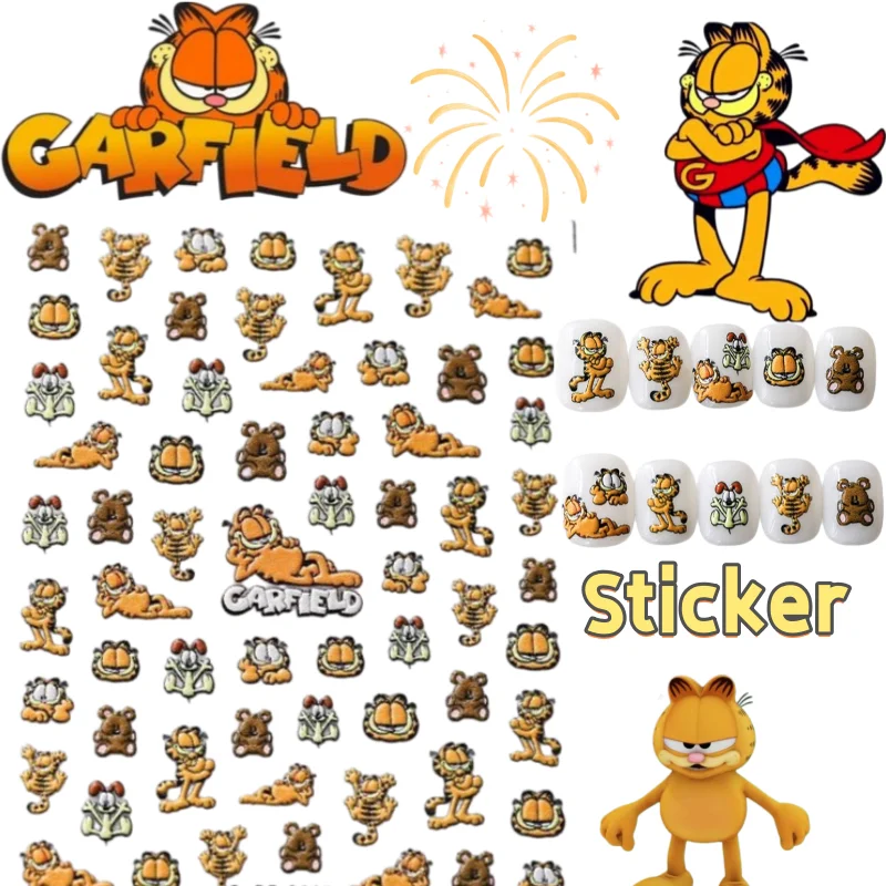 

New Creative Garfield Stickers, Cartoon Cute, High-Appearance, Fashionable and Personalized, Student Nail Stickers Decoration