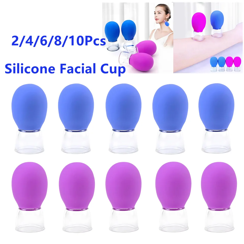 2-10Pcs Facial Cupping Set Eye Face Vacuum Massage Anti Cellulite Cup Silicone Cupping Cups Massage Therapy Lift Glowing Skin