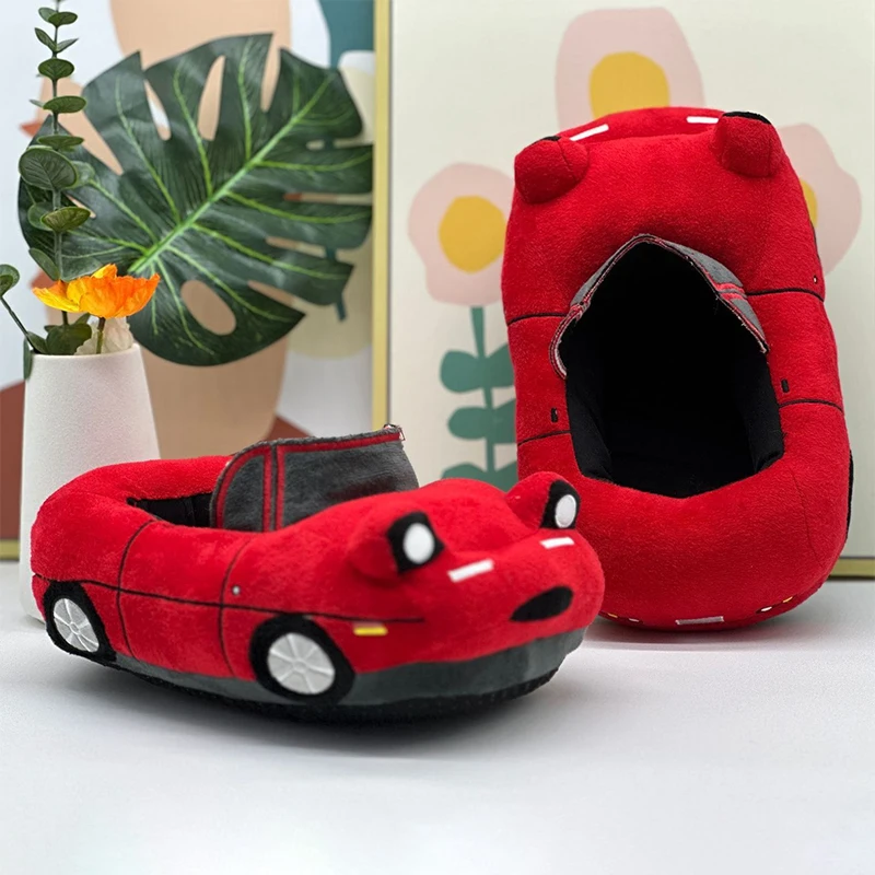 Car Plush Slippers Fun Vehicle Shape Stuffed Shoes Warm Slippers Women Men Christmas Indoor House Slippers Gifts