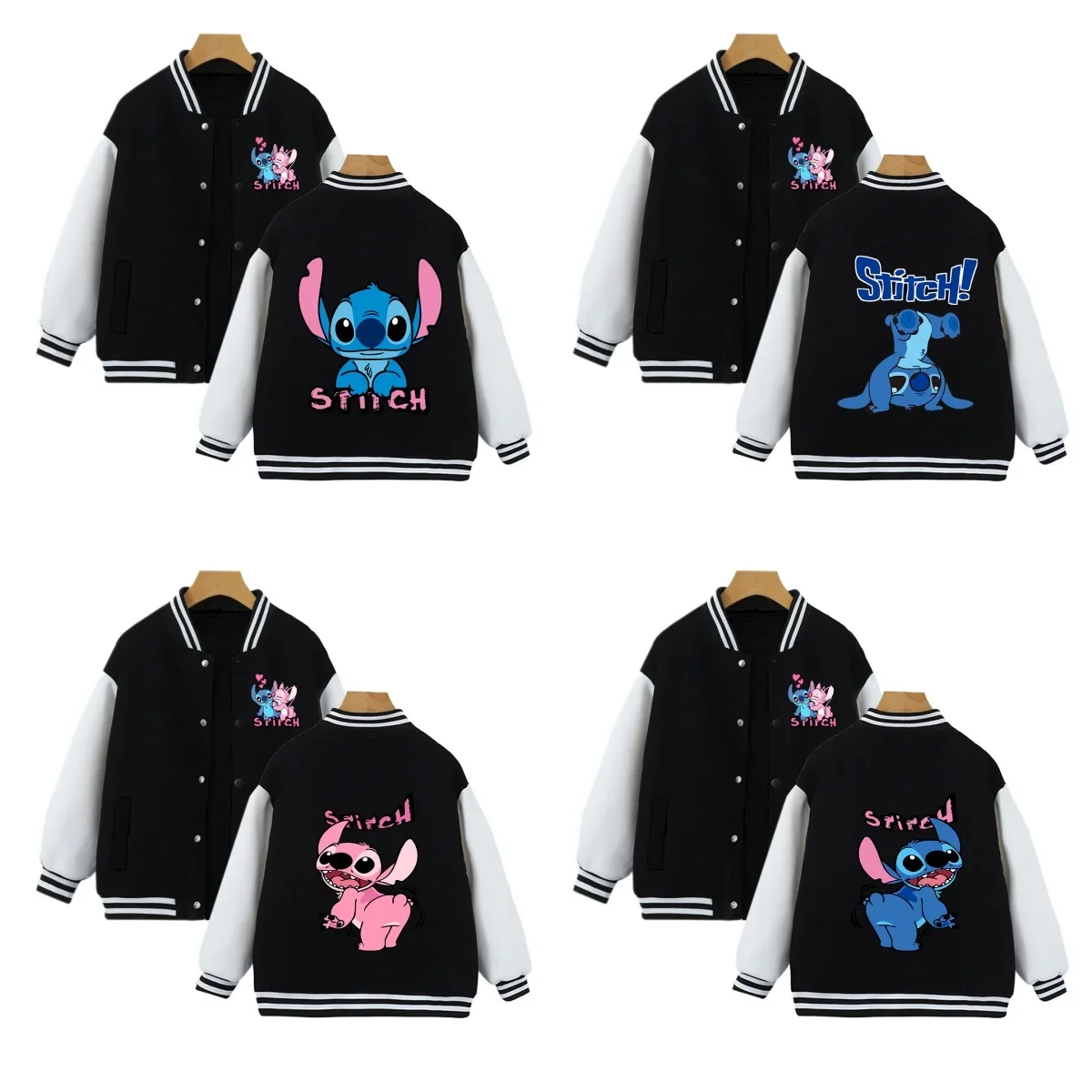 

Disney Kids Stitch Pattern Printed Fall/Winter Baseball Uniform for boys and girls 2025 ages 2-14 Padded warm cardigan coats