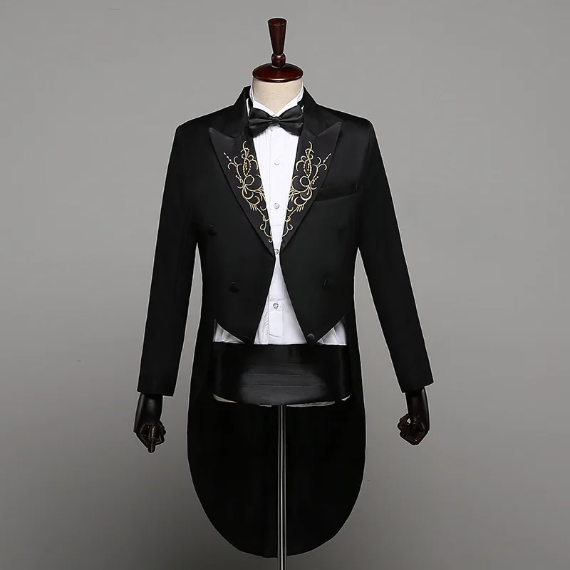 B206Tailcoat men's slim fitting dress suit suit men's choir suit stage groom's dress