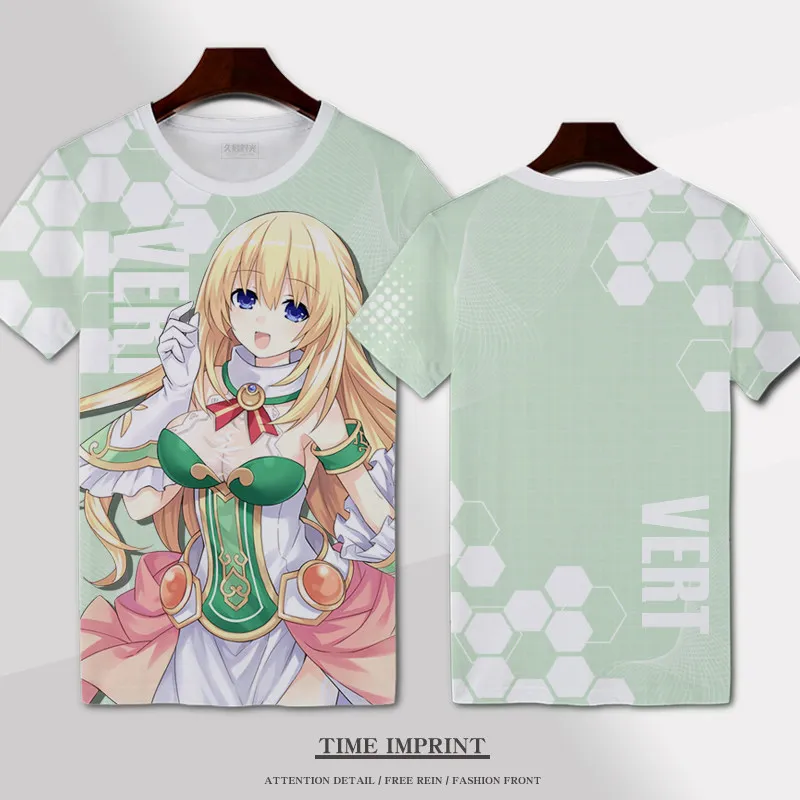 Anime Hyperdimension Neptunia Neptune 3D Print Short Sleeve Street Hip Hop Fashion T-shirt Casual Oversized Cosplay Tees