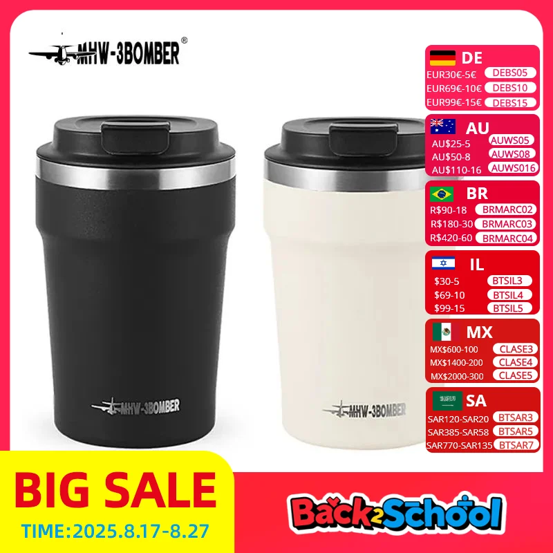 

MHW-3BOMBER Stainless Steel Water Bottle Double Wall Coffee Mugs Vacuum Cup Thermos Bottle