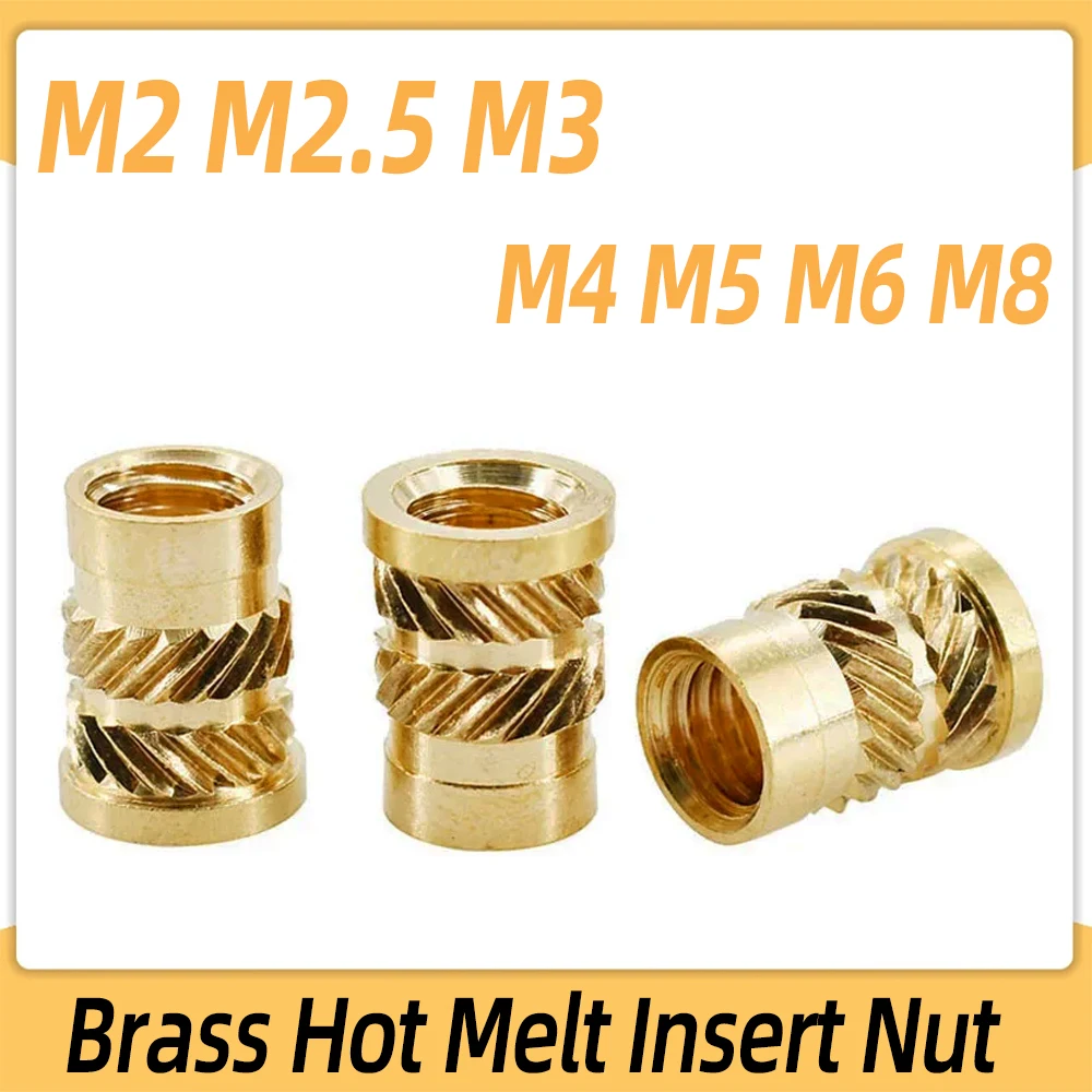 

M2 M2.5 M3 M4 M5 M6 M8 Heat Threaded Inserts Press Flange Brass Nuts Knurled Hot Melt Heating Copper Insert Nuts for 3D Printing