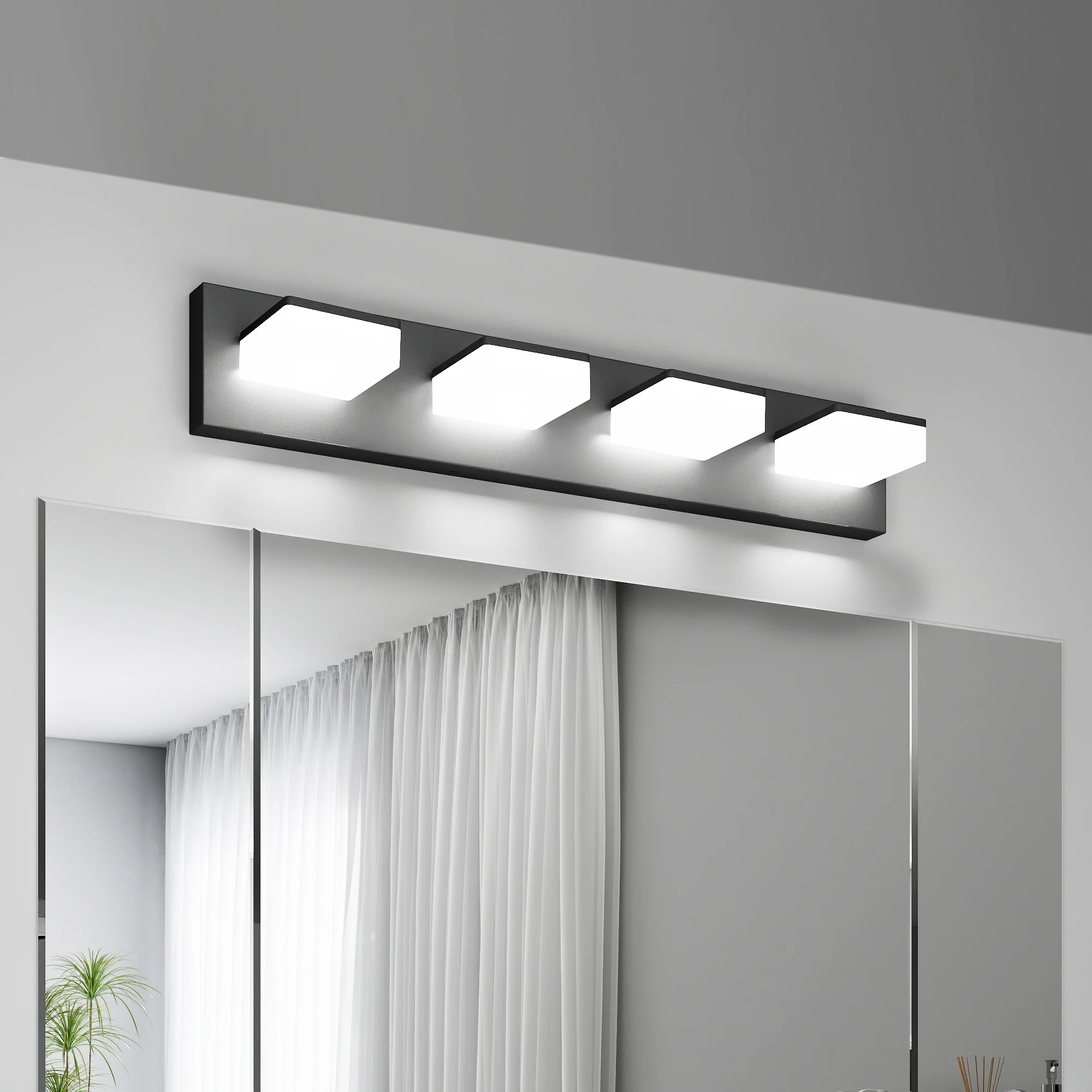L002013-W4B Modern Style Mirror Front Light Fixture Can Rotate 180 Degrees, Waterproof and Rust-Proof, Electrical Safety Certified, Suitable for Bathroom Vanity, Led Light Source, Dimmable, Simple Design