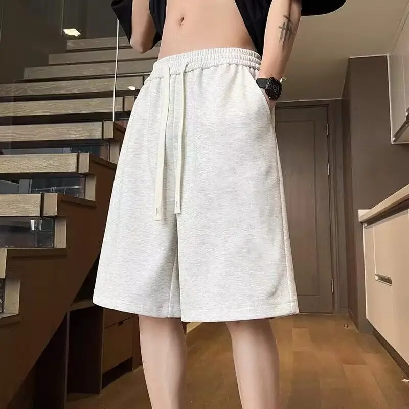 

Летние повседневные шорты мужские, универсальные, широкие, модные, прямые, оверсайз, свободные, однотонные, дышащие, 5-точечные брюки