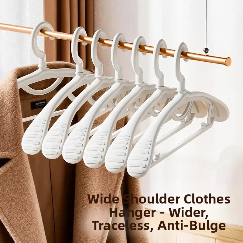 Wide Shoulder Thickened Clothes Hanger No Trace Anti-Slip Clothes Drying Hanger for Adults Non-Stretchable PP Material
