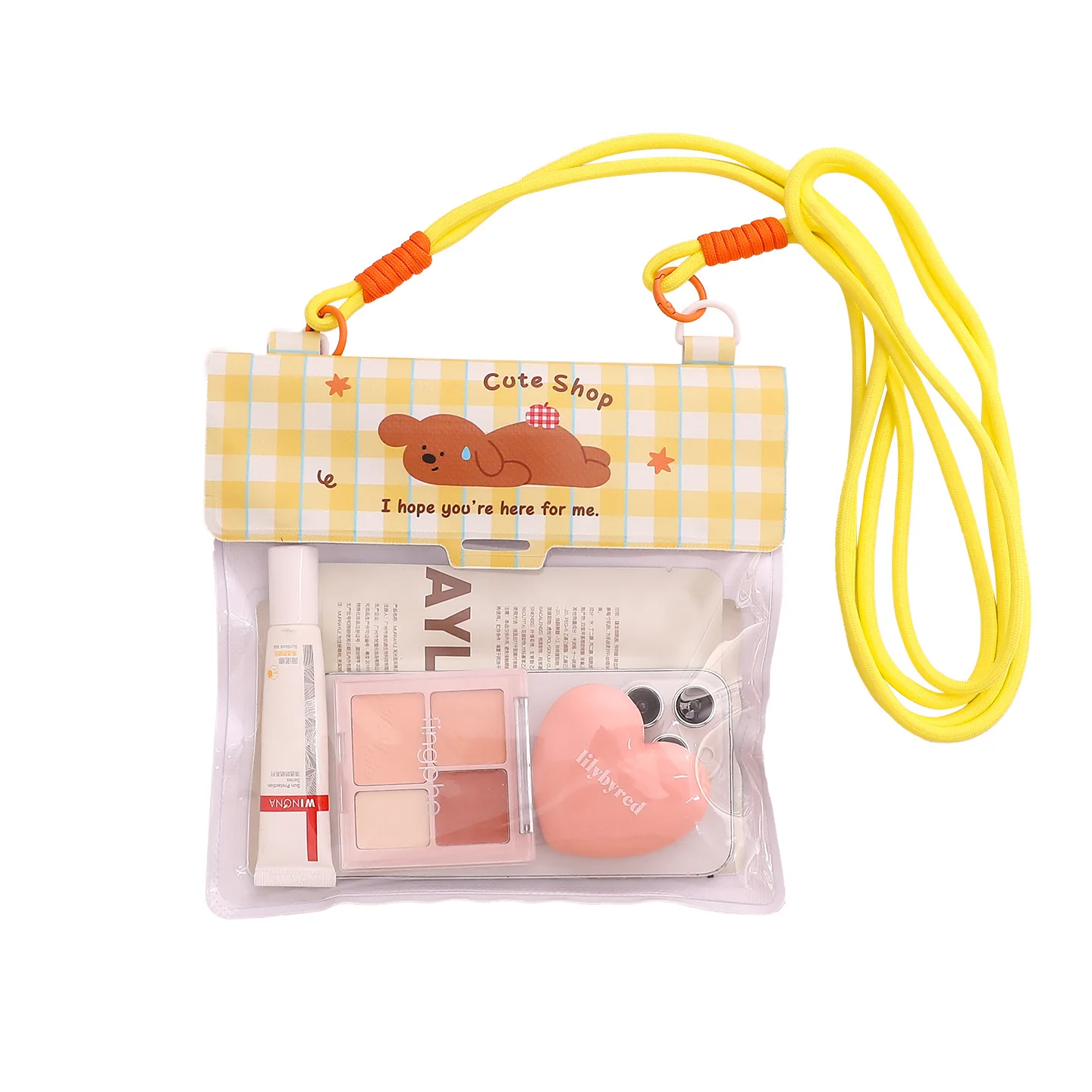 2026 Cute Cartoon Waterproof Phone Pouch Summer Large Capacity Crossbody Dry Bag PVC Touch Screen Bag for Beach Swimming