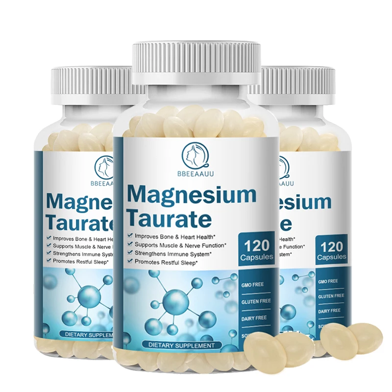 

BBEEAAUU Organic Magnesium Taurine Capsule Healthy Cardiovascular and Nervous System Support Bone and Muscle Repair