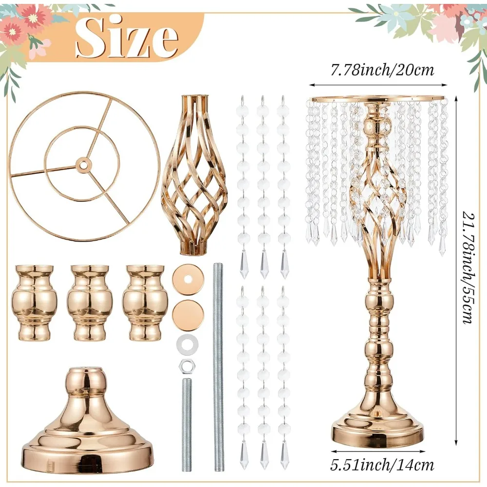 Imagem -02 - Cristal Wedding Centerpieces para Mesas Metal Chandelier Holder Stand Ouro Vaso 21.7 10 Pcs