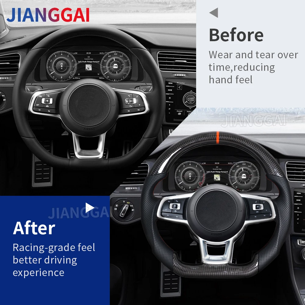 Real Carbon Fiber Steering Wheel for Volkswagen Gti Golf Vw Mk7 2015-2019 Golf 7 R 2015-2017 with Paddle Shift Holes