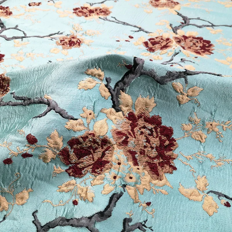 Jacquard Brocade Fabric Chinese Embossed Fabrics Autumn and Winter Trench Coat Cheongsam Thick Material Fashion Design Wholesale