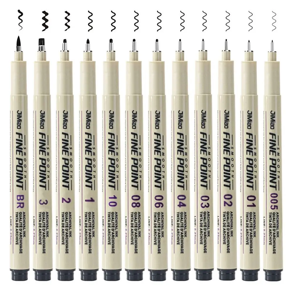 1Pcs Micron Ink Marker Pen Sketch Stationery Set Art Supplies Drawing Pen 12 Tips Hook Line Sketching Needle Pen