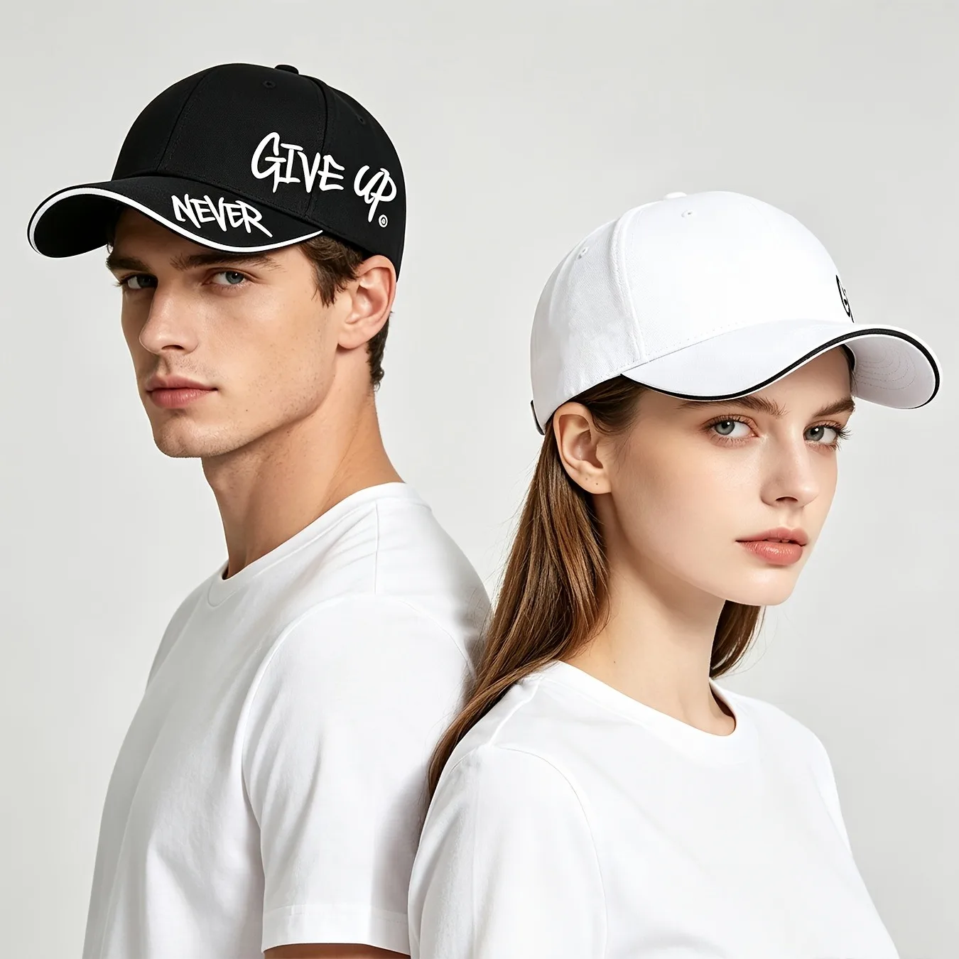Unisex Never Give Up Printed Adjustable Baseball Cap-Lightweight Hat with Motivational Slogan,Trucker Cap Suitable for Sports