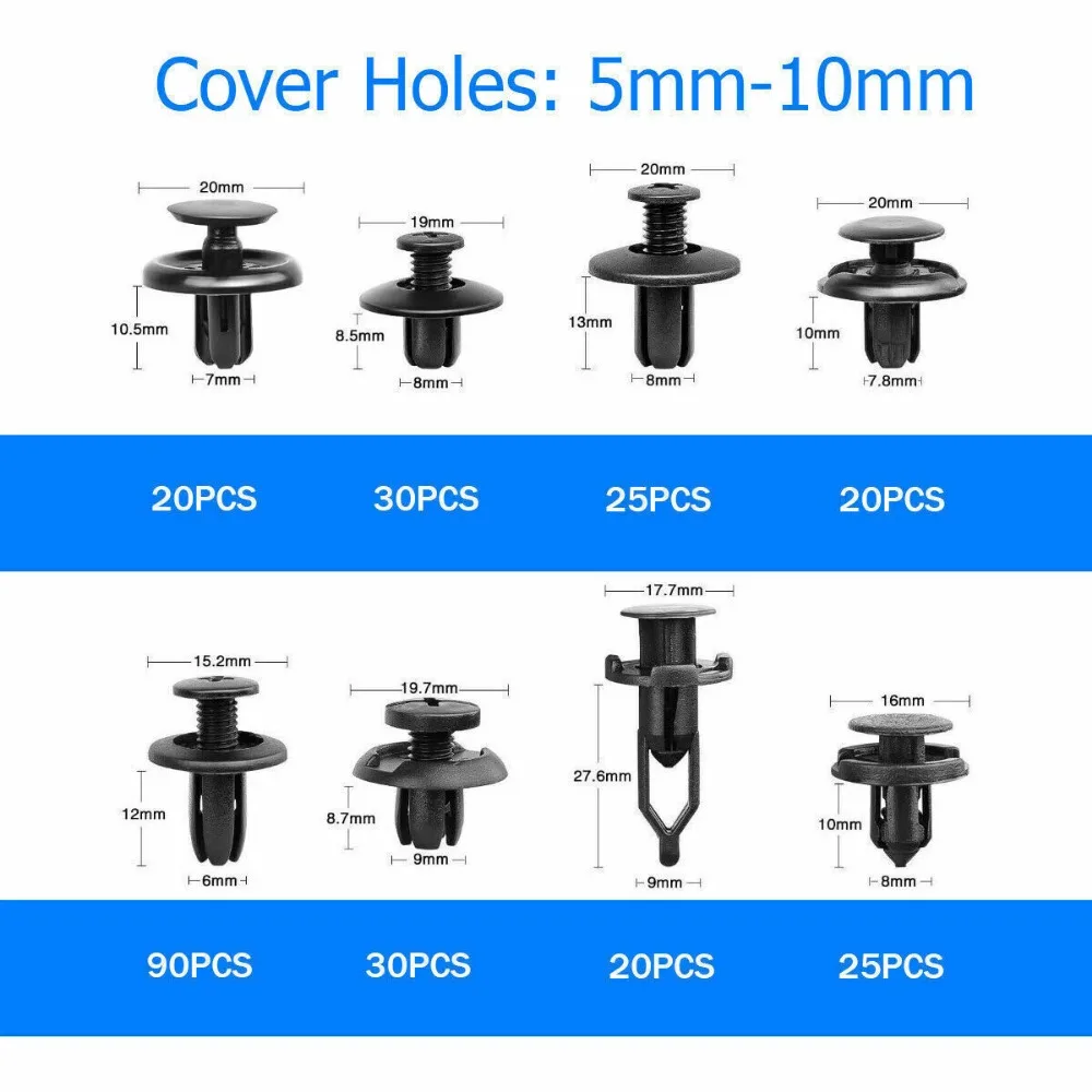 650 قطعة سيارة التجنيب السيارات السحابات دفع تقليم مقاطع بلاستيكية دبوس برشام الوفير كيت #6
