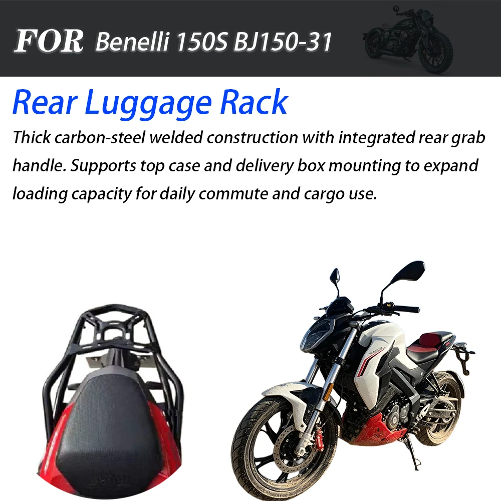 For Benelli 150S BJ150‑31 Motorcycle Heavy‑Duty Rear Cargo Rack Top Trunk Mount Support Aftermarket Mod Upgrade Parts