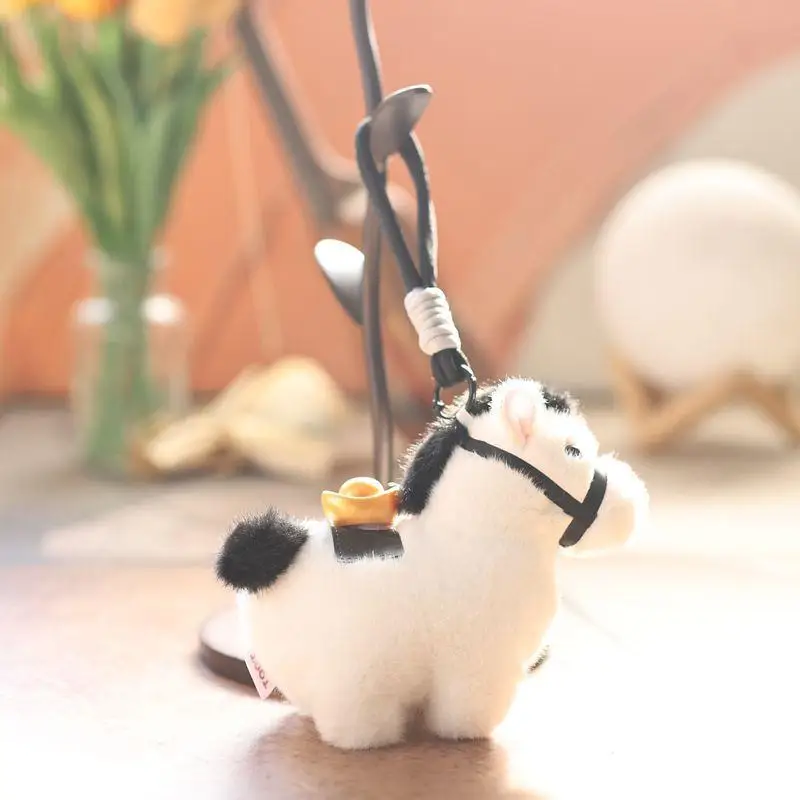 Süßer Plüsch-Pony-Maskottchen-Puppen-Schlüsselanhänger für das chinesische Pferdejahr; Ideales Anhänger-Lanyard für Tasche, Neujahrs-Souvenir-Geschenk
