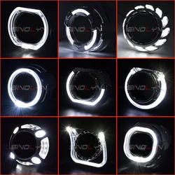 Sinolyn Projector Bezel LED Angel Eyes Shrouds For Hella/Q5 Lenses 3.0 Inches Cover Bi Xenon Headlight Lenses DRL Bezels