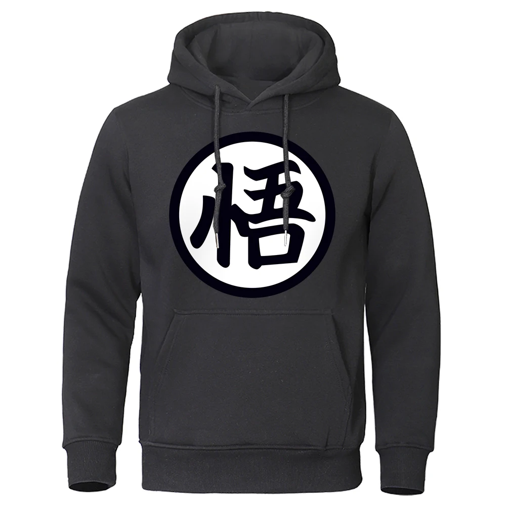 Japanese Anime Logo Wu Font Funny Printing Hoodies Mens Pocket Autumn Clothes Loose Casual Streetwear Fleece Warm Men Hoodies