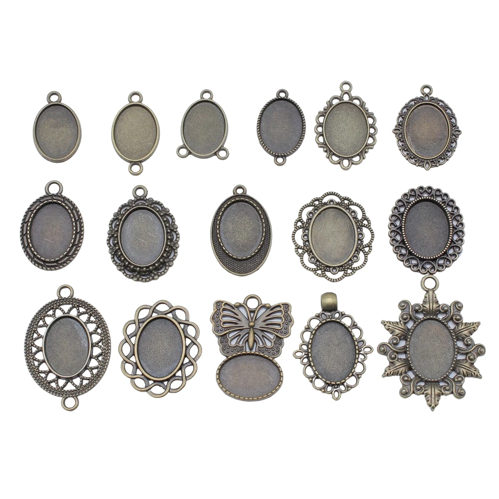 10pcs Fit 13x18mm Oval Glass Cabochon DIY Oval Cameo Cabochon Pendant Base Setting For DIY Jewelry Making