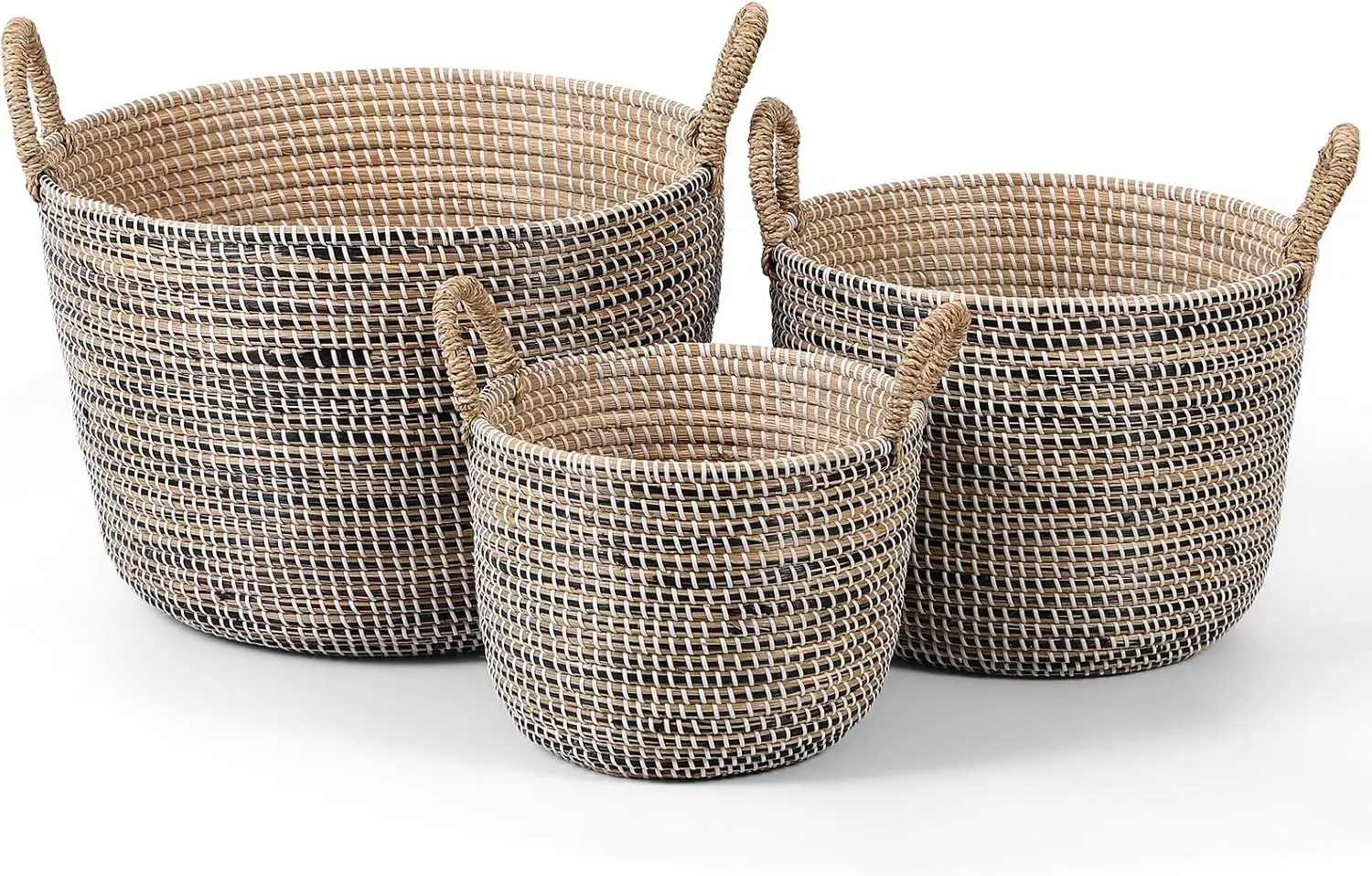 

Плетеные корзины для белья и хранения, набор из трех корзин разного размера, плетеные подарочные корзины для шкафа, кладовой, полок, организации дома
