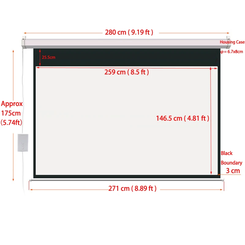 Écran de Projection HD pour Grand Cinéma, Livraison Rapide, 120 Pouces, 16:9, Blanc Mat, Projecteur 3D, Écrans Électriques avec Télécommande