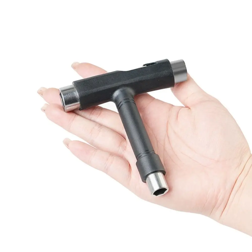 T Shape Skateboard Wrench MultiFunction All in One Roller Skate T Tool Metal Black Skateboard Repair Tool Skateboard Accessories