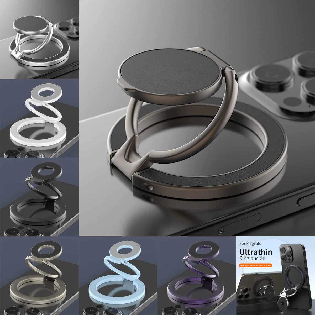 Para magsafe metal magnético 1 pçs forte sucção rotativa dupla e face sincronização liga portátil universal desktop criativo