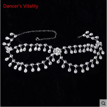 Crystal Rhinestone Camellia Woman Dress Belt Belly Dance Waist Chain Silver Flower Fox Heart Design Free Shipping