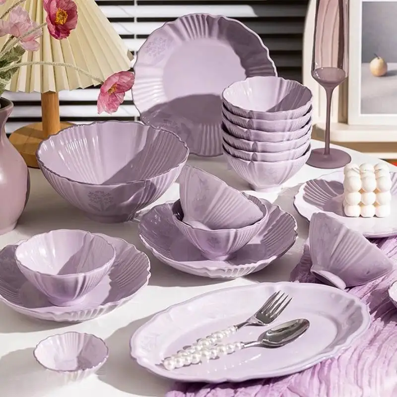 

Microwave Design Dinner Set 6 Person Display Style Designer Ceramic Plates Dinner Set Luxury Kitchen Vaisselle Dinnerware Sets