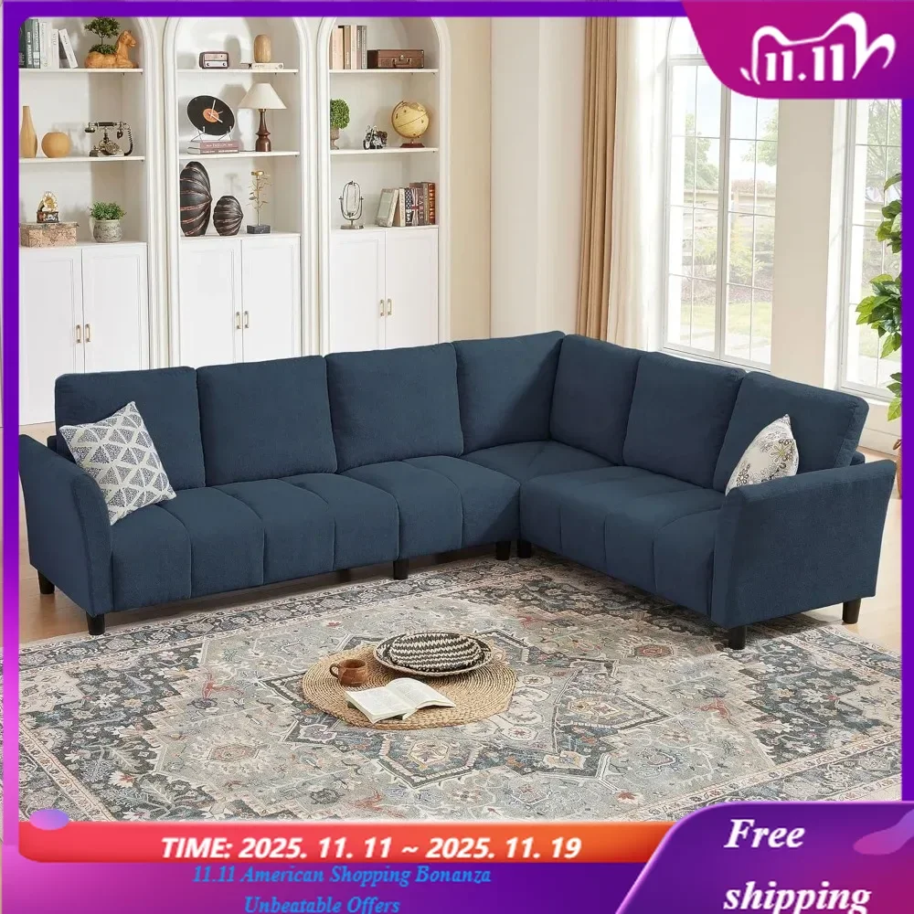 

Reversible Convertible Sectional Sofa Couch, L Shaped Couch with Back Cushions, Modern Upholstered Fabric, 6-Seat Sofa, 103"