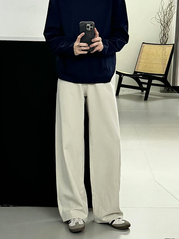 

Khaki American Sle Flared Straight Leg Jeans Men's Autumn Drape Wide Leg Knife Pants Cleanfit Workwear Cotton Stretch Fabric