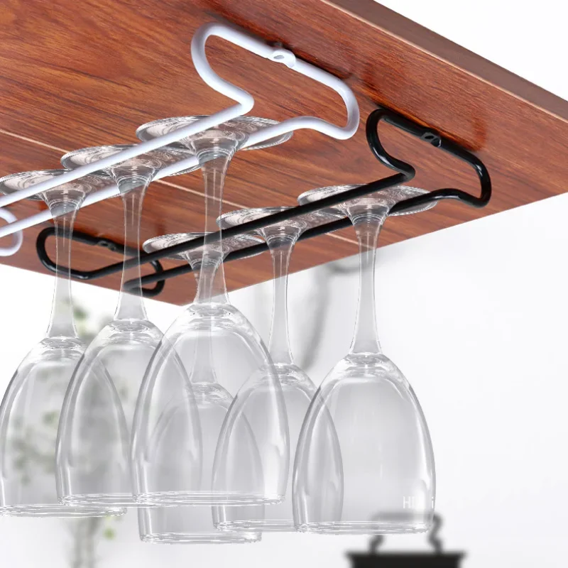 Bartender Stemware Hanging Rack Under Cabinet Stemware Organizer Glass Goblet Iron Rack