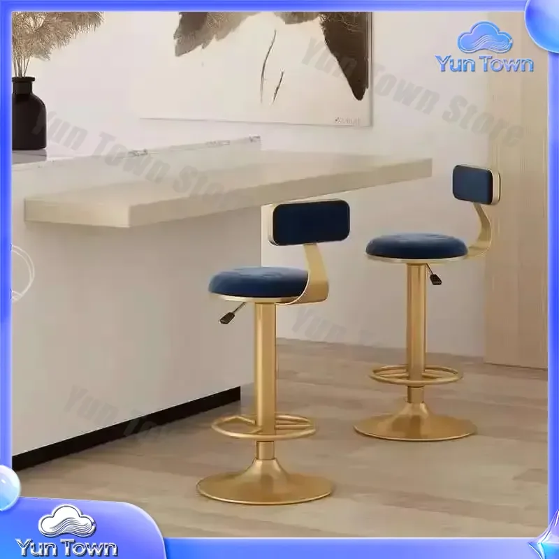 Soft Bar Stool for Restaurant Bar Chair with Rotating Base Adjustable Height Backrest Comfortable Dining Chair for Home