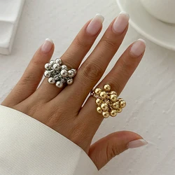 Fashion Simple Small Ball Ring For Women Men Punk Hip Hop Metal Open Finger Ring Female Jewelry Accessories Gift