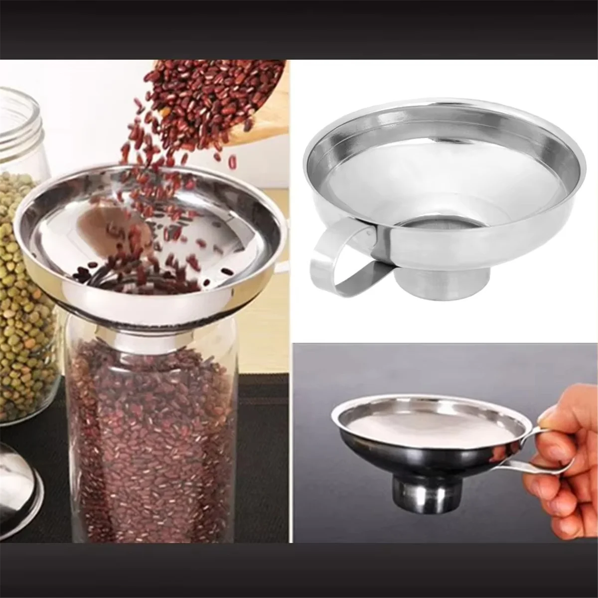 Embudo para conservas de boca ancha de acero inoxidable Y31A, tolva gruesa para aderezo de ensalada, bote de boca ancha para aceite, vino, cocina, 14,1 cm