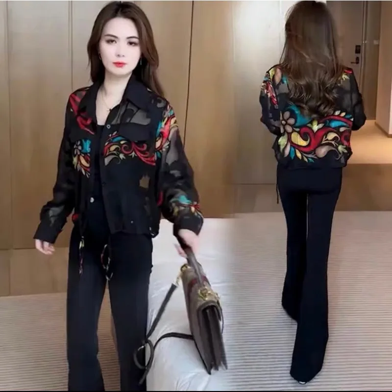 Print Blouse Jacket Women Long Sleeve Shirt Lightweight Design Stylish Tops Sun Protection Clothing Tops Mujer New