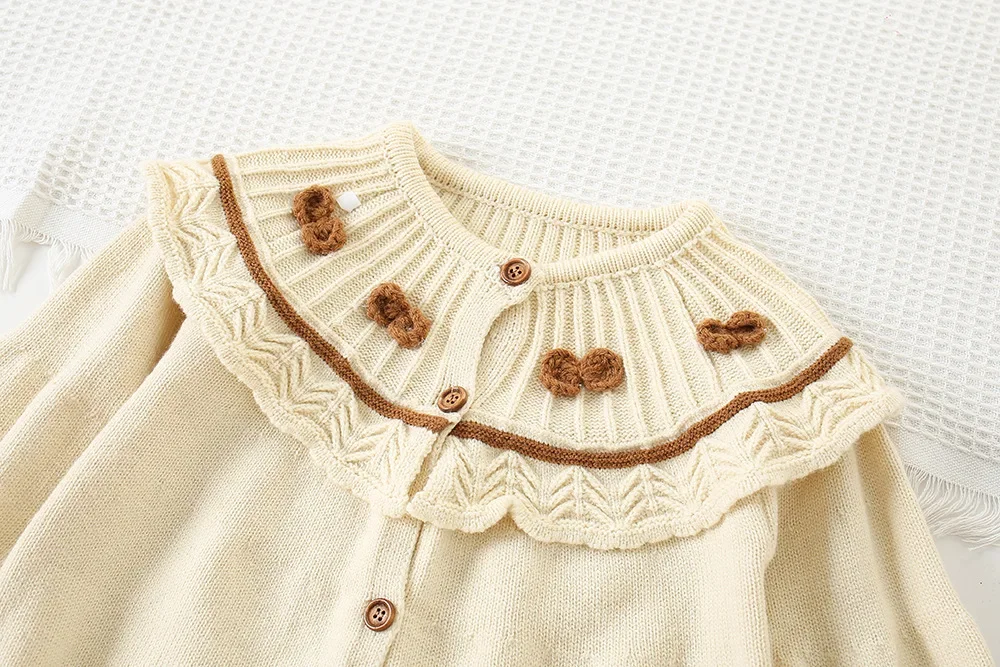 Children\'s Sweaters Three-dimensional Flower Korean Knit Sweater Cardigan Girls Winter Sweater Cardigan Children Clothes Boys