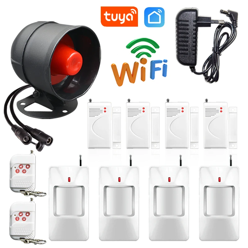 Tuya WIFI Security System Siren Sound Alarm Speaker Loud Volume 433MHz Wireless Home Security Protection System Smart Life APP