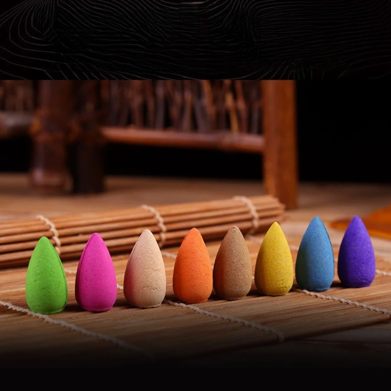 60/100/300pcs Colorful Aromatherapy Backflow Incense Cones Lavender Long Lasting Fragrance Smoke Falls for Viewing Relaxation
