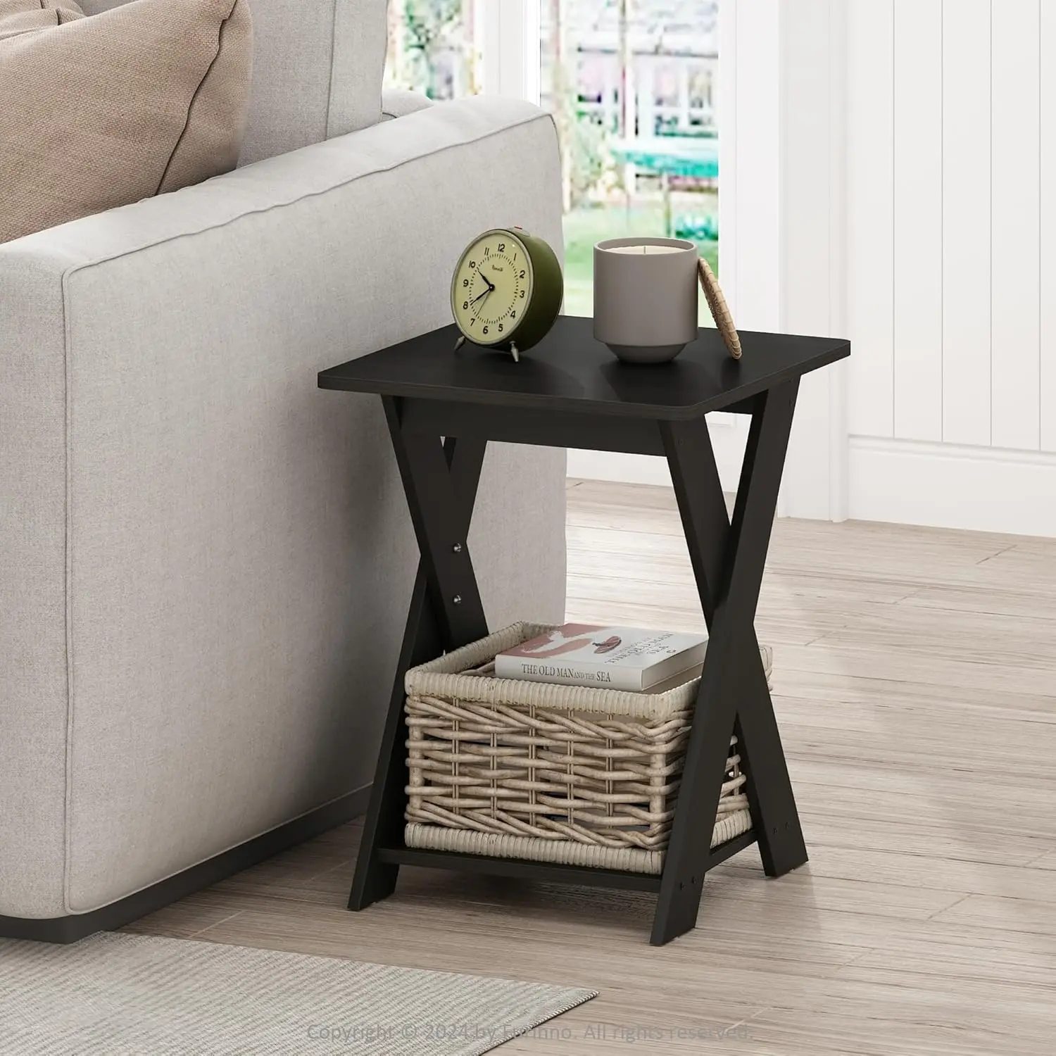 

Modern Side Table, X-Legs End Table with Open Shelf, Criss-Crossed Night Stand, Bedside Table, Easy Assembly, for Living Room