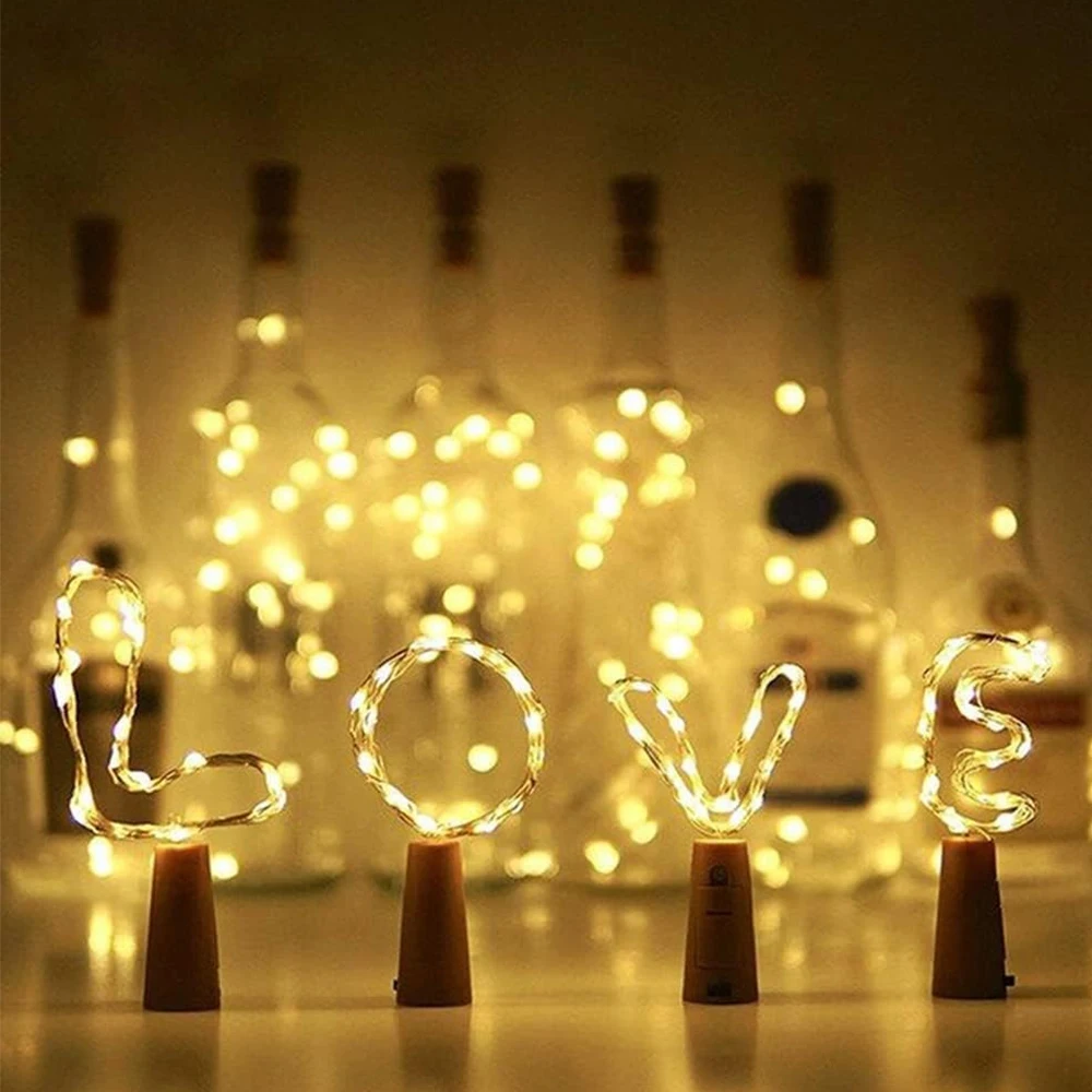 5 Pack battery powered bottle string lights, fairy lights with copper wire, automatic night lights for parties, wedding decorati