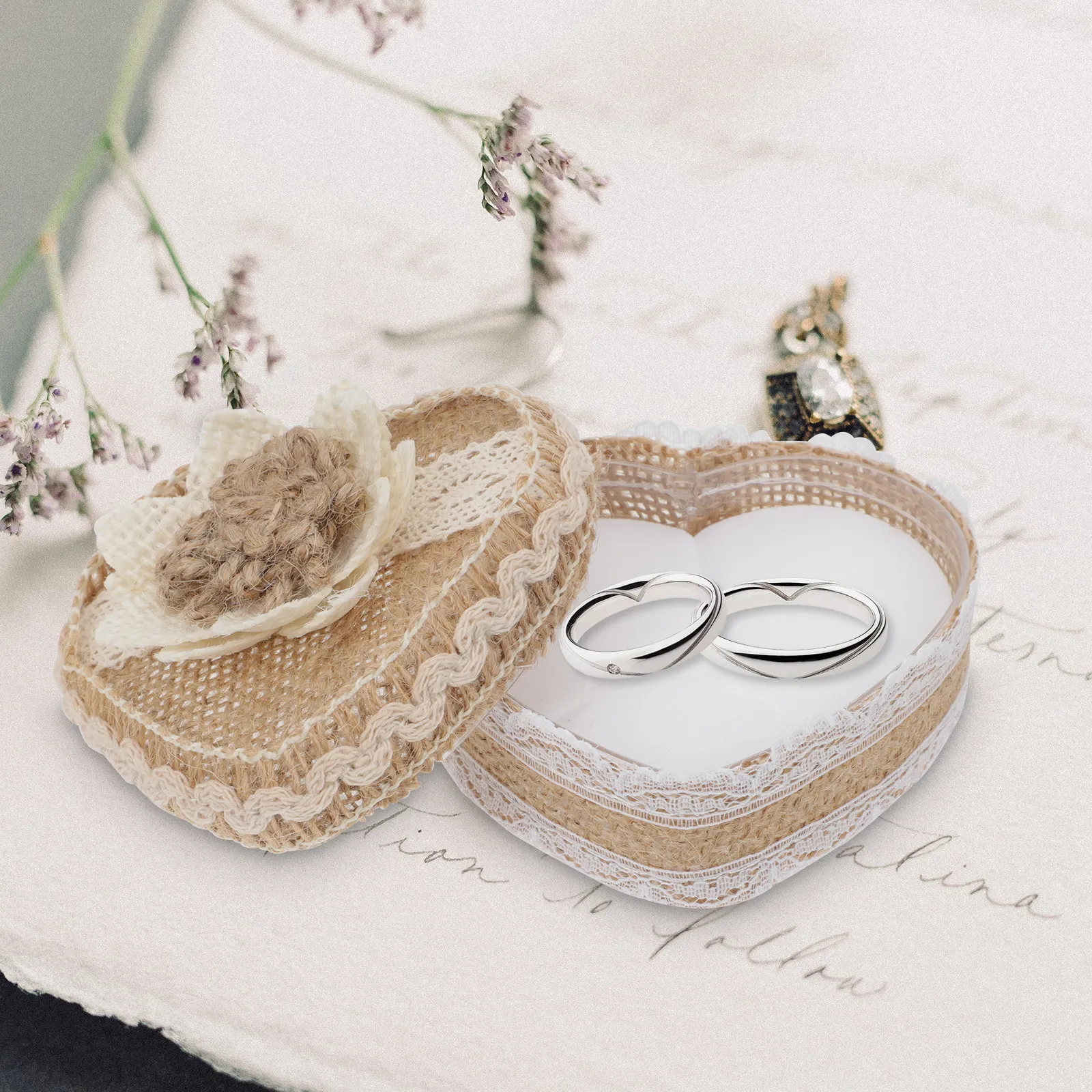 

Premium Engagement Ring Box Jewelry Gift Container Storage Holder Romantic Wedding Decoration Jewelry Ring Container