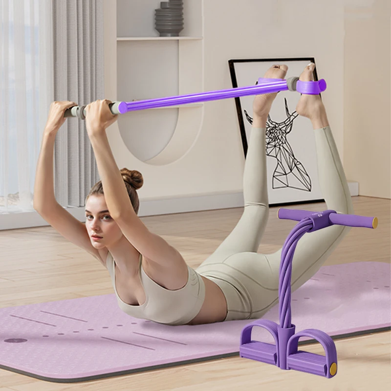6-Röhren-Widerstandsband, Spannseil, Fitnessbänder, elastischer Yoga-Pedalzieher für Sportübungen im Fitnessstudio