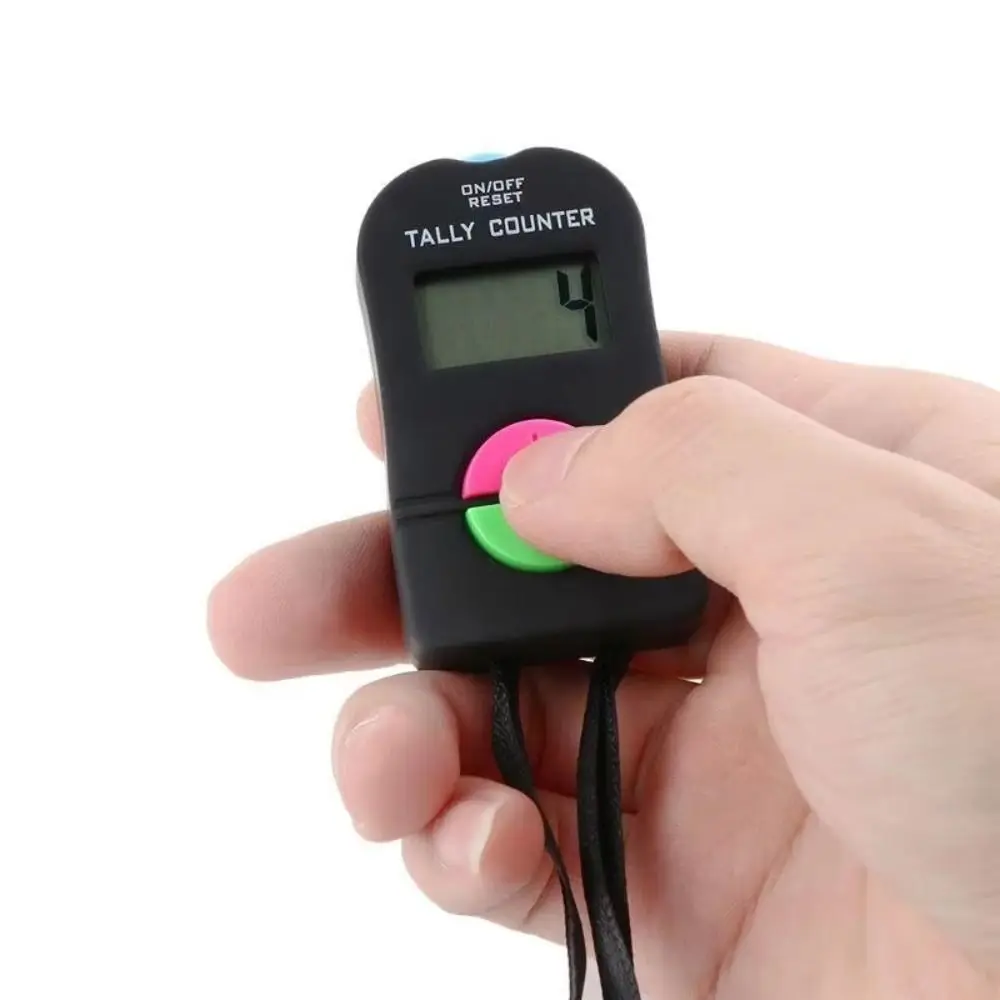 LCD Display Digital Counter 0-9999 Range Manual Operation Hand Clicker Counter Addition Subtraction Function Lightweight