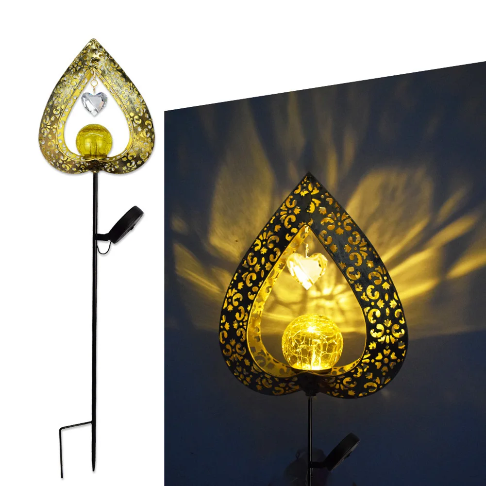 

For Outdoor Solar Powered Garden Light with Love Design and Hollow Iron Construction for Pathway and Yard Ambiance