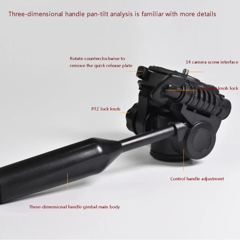 Tripod Pan for Head, 360° Rotation 90° Tilt 3-D Tripod for Head 3/8" Thread 1/4"