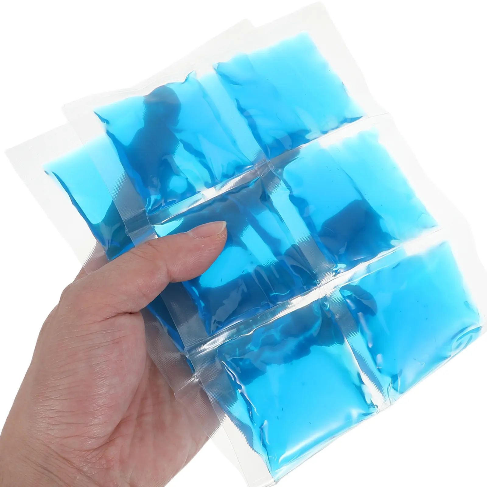 12-Pack Reusable Gel Ice Packs Grid Design Flexible Leakproof Freezer Blocks 13.4x4.7x0.4in for Lunch Bags Coolers Food